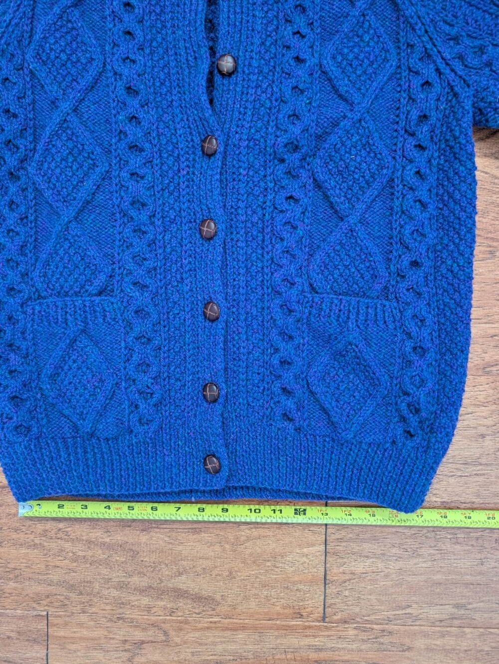 Athena Designs Irish Fisherman Sweater Deep Purple/Blue Cable Knit Pure Wool M - Picture 6 of 8